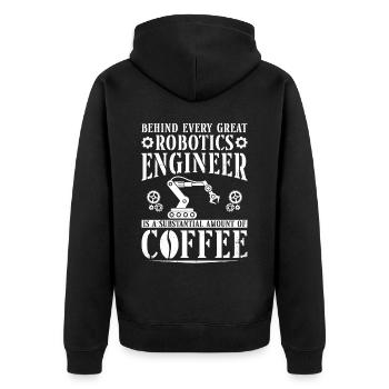 Robot Robotics Engineer Coffee - Unisex Premium Organic Zip Hoodie - black - Back - Nico (187cm)