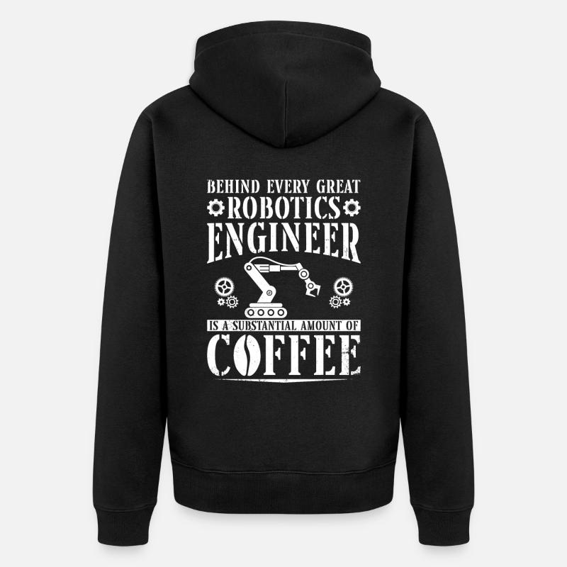 Robot Robotics Engineer Coffee - Unisex Premium Bio Zip Hoodie - Schwarz