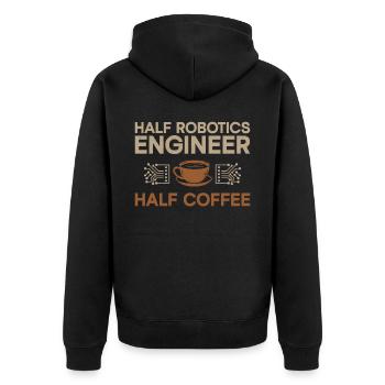 Robot Robotics Engineer Coffee - Unisex Premium Bio Zip Hoodie - Schwarz - Hinten - Nico (187cm)