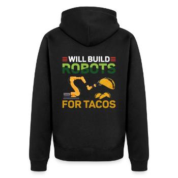 Robot Robotics Engineer Taco Will - Unisex Premium Bio Zip Hoodie - Schwarz - Hinten - Nico (187cm)