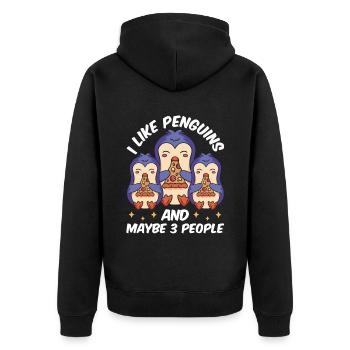 I like penguins and maybe 3 people animal - Unisex Premium Organic Zip Hoodie - black - Back - Nico (187cm)