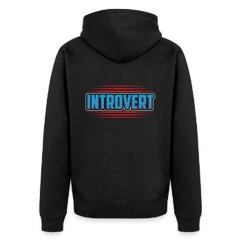 Introvertiert Sarkasmus Introvertierter Schüchtern - Unisex Premium Bio Zip Hoodie - Schwarz - Hinten - Nico (187cm)