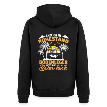 Ruhestand Lustig für Bodenleger Rentner Abschied - Unisex Premium Bio Zip Hoodie - Schwarz - Hinten - Nico (187cm)