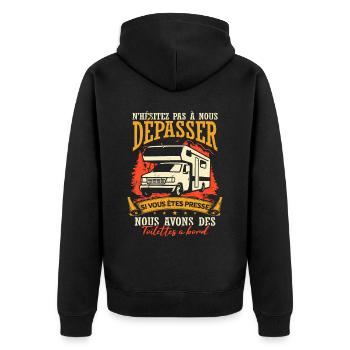 Drôle Camping-Car Humour - Veste à capuche bio Premium Unisexe - noir - Dos - Nico (187cm)