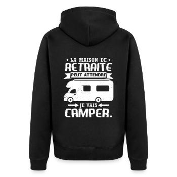 Retraite Camping-Car Humour - Veste à capuche bio Premium Unisexe - noir - Dos - Nico (187cm)