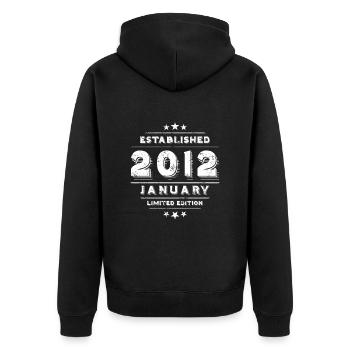 Birthday in January 2012 - January - Unisex Premium Organic Zip Hoodie - black - Back - Nico (187cm)
