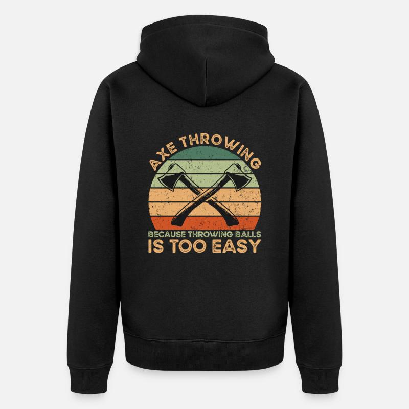 Axe Throwing Axtwurf - Unisex Premium Bio Zip Hoodie - Schwarz