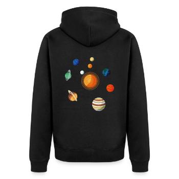 Telescope Astrophysics Planets Science Teacher - Unisex Premium Organic Zip Hoodie - black - Back - Nico (187cm)
