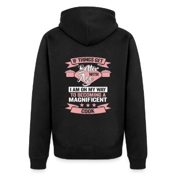 Kochen Hobby Koch Küchenchef Geburtstag Kochmotiv - Unisex Premium Bio Zip Hoodie - Schwarz - Hinten - Nico (187cm)