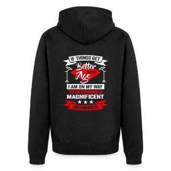 Schlagzeuger in einer Band | Drummer Musiker - Unisex Premium Bio Zip Hoodie - Schwarz - Hinten - Nico (187cm)