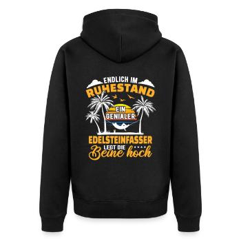 Ruhestand Lustig für Edelsteinfasser Rentner - Unisex Premium Bio Zip Hoodie - Schwarz - Hinten - Nico (187cm)