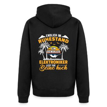 Ruhestand Lustig für Elektroniker Rentner Abschied - Unisex Premium Bio Zip Hoodie - Schwarz - Hinten - Nico (187cm)