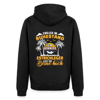 Ruhestand Lustig für Estrichleger Rentner Abschied - Unisex Premium Bio Zip Hoodie - Schwarz - Hinten - Nico (187cm)