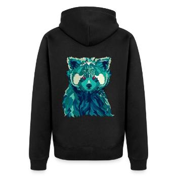 Lustige Roter Panda Geometric Style - Unisex Premium Bio Zip Hoodie - Schwarz - Hinten - Nico (187cm)