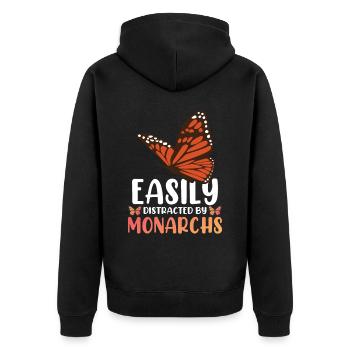 Facilement distrait par les monarques - Veste à capuche bio Premium Unisexe - noir - Dos - Nico (187cm)