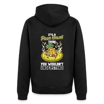 Pizza Hawaii - Unisex Premium Organic Zip Hoodie - black - Back - Nico (187cm)