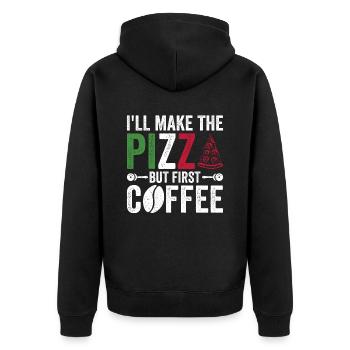 Pizza Backen Pizzabäcker Pizzaiolo - Unisex Premium Organic Zip Hoodie - black - Back - Nico (187cm)