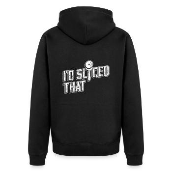 Pizzabäcker Pizza - Unisex Premium Organic Zip Hoodie - black - Back - Nico (187cm)
