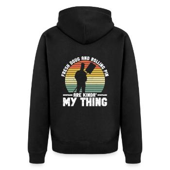 Pizzabäcker Pizza Pizzaolo Pizza Backen - Unisex Premium Organic Zip Hoodie - black - Back - Nico (187cm)