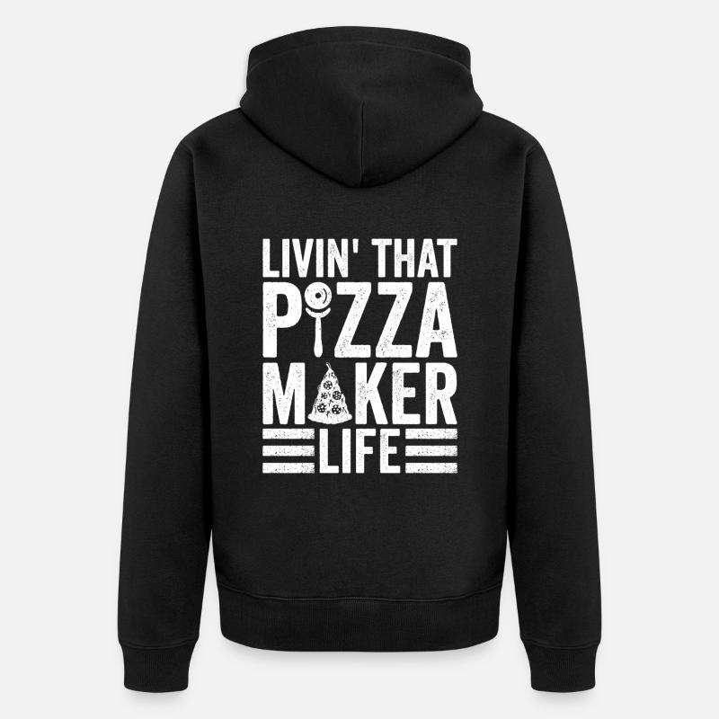 Pizzabäcker Pizzaexperten Pizza - Unisex Premium Bio Zip Hoodie - Schwarz