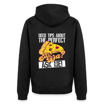 Pizza Pizzabäcker Pizzaolo - Unisex Premium Organic Zip Hoodie - black - Back - Nico (187cm)