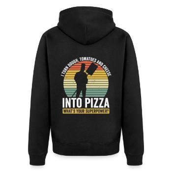 Pizzabacken Pizza Pizzabäcker - Unisex Premium Organic Zip Hoodie - black - Back - Nico (187cm)