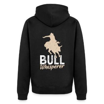 Bull Whisperer - Bull Rider - Unisex Premium Organic Zip Hoodie - black - Back - Nico (187cm)