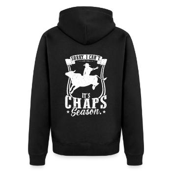 Pardon. Je ne peux pas. C’est la saison des chaps. - Cavalier de taureau - Veste à capuche bio Premium Unisexe - noir - Dos - Nico (187cm)