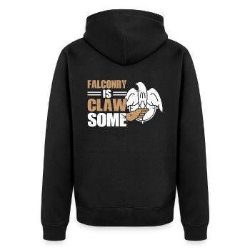 Falconry Is CLAWsome - Unisex Premium Bio Zip Hoodie - Schwarz - Hinten - Nico (187cm)