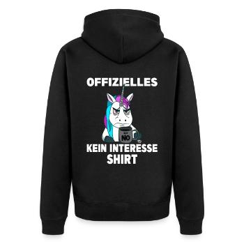 böses Einhorn mit Tasse ein kein Interesse - Unisex Premium Bio Zip Hoodie - Schwarz - Hinten - Nico (187cm)