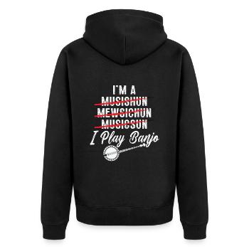 Banjo I'm A Musishun Mewsichun Instrument Banjos - Unisex Premium Organic Zip Hoodie - black - Back - Nico (187cm)