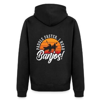 Banjo Paddle Faster I Hear Folk Music Banjo Player - Unisex Premium Bio Zip Hoodie - Schwarz - Hinten - Nico (187cm)