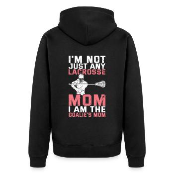 Lacrosse Torwart Lacrosse Spieler - Unisex Premium Bio Zip Hoodie - Schwarz - Hinten - Nico (187cm)