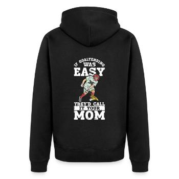 Lacrosse Torwart Lacrosse Spieler - Unisex Premium Bio Zip Hoodie - Schwarz - Hinten - Nico (187cm)