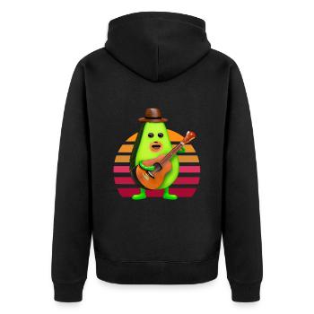 Avocado Rocker - Musical Fun - Unisex Premium Organic Zip Hoodie - black - Back - Nico (187cm)