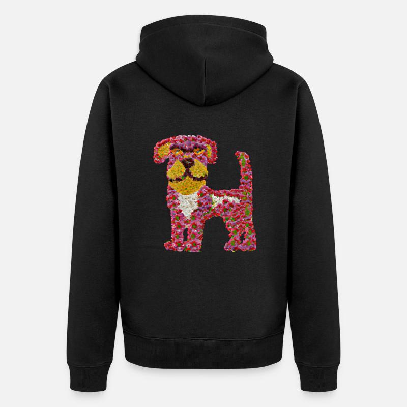 Beau chien de fleurs - Veste à capuche bio Premium Unisexe - noir