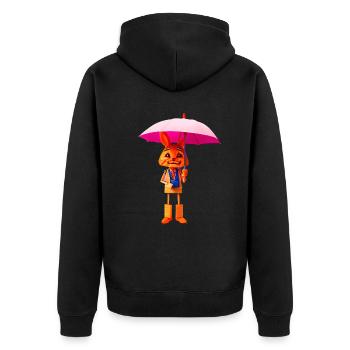 Wooden rabbit with umbrella - Unisex Premium Organic Zip Hoodie - black - Back - Nico (187cm)