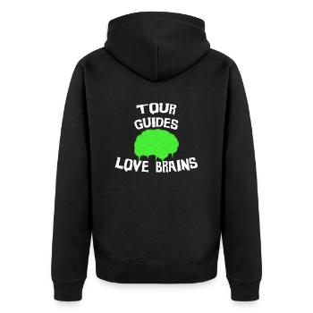 Reiseleiter lieben Gehirne - Unisex Premium Bio Zip Hoodie - Schwarz - Hinten - Nico (187cm)