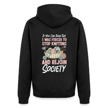 Knitting Knitter If You Can Read - Unisex Premium Organic Zip Hoodie - black - Back - Nico (187cm)