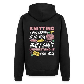 Knitting Knitter Knitting I Can - Unisex Premium Bio Zip Hoodie - Schwarz - Hinten - Nico (187cm)