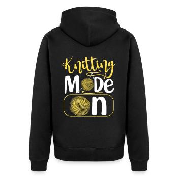 Knitting Knitter Knitting Mode On - Unisex Premium Bio Zip Hoodie - Schwarz - Hinten - Nico (187cm)