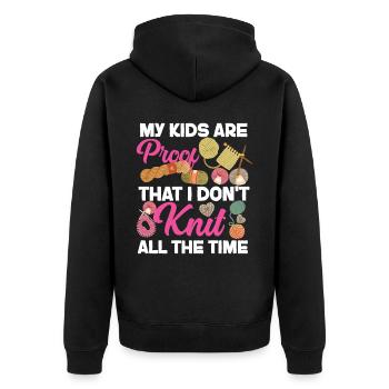 Knitting Knitter My Kids Are Proof - Unisex Premium Bio Zip Hoodie - Schwarz - Hinten - Nico (187cm)