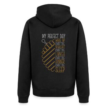 Knitting Knitter My Perfect Day - Unisex Premium Bio Zip Hoodie - Schwarz - Hinten - Nico (187cm)