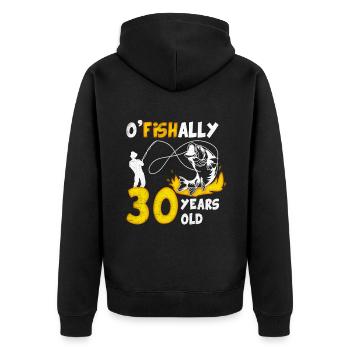 30. Geburtstag Angeln 1973 Jahrgang Fischer Angler - Unisex Premium Bio Zip Hoodie - Schwarz - Hinten - Nico (187cm)
