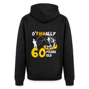 60. Geburtstag Angeln 1963 Jahrgang Fischer Angler - Unisex Premium Bio Zip Hoodie - Schwarz - Hinten - Nico (187cm)