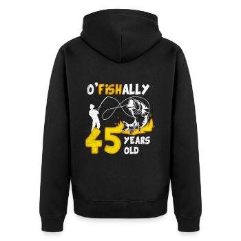 45. Geburtstag Angeln 1968 Jahrgang Fischer Angler - Unisex Premium Bio Zip Hoodie - Schwarz - Hinten - Nico (187cm)