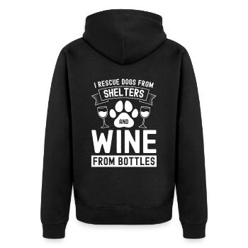 Je sauve des chiens des refuges pour animaux et du vin de Flasch - Veste à capuche bio Premium Unisexe - noir - Dos - Nico (187cm)