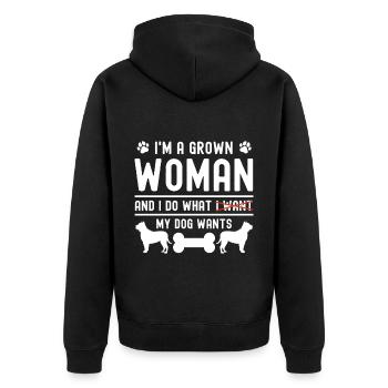 Ich bin eine erwachsene Frau und mache, was ich wi - Unisex Premium Bio Zip Hoodie - Schwarz - Hinten - Nico (187cm)