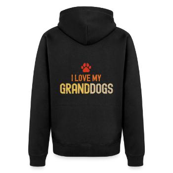Ich liebe meine Granddogs - Unisex Premium Bio Zip Hoodie - Schwarz - Hinten - Nico (187cm)