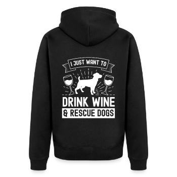 Je veux juste boire du vin et sauver des chiens - Veste à capuche bio Premium Unisexe - noir - Dos - Nico (187cm)